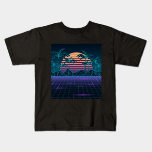 80s Loveliest Sunset Synthwave Kids T-Shirt